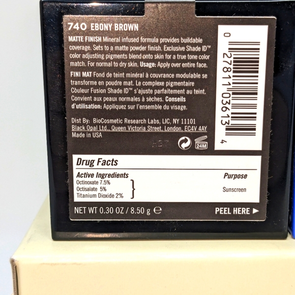 Black Opal (BLK/OPL) True Color Mineral Matte Foundation 740 Ebony Brown 3 Pack - Picture 2 of 3